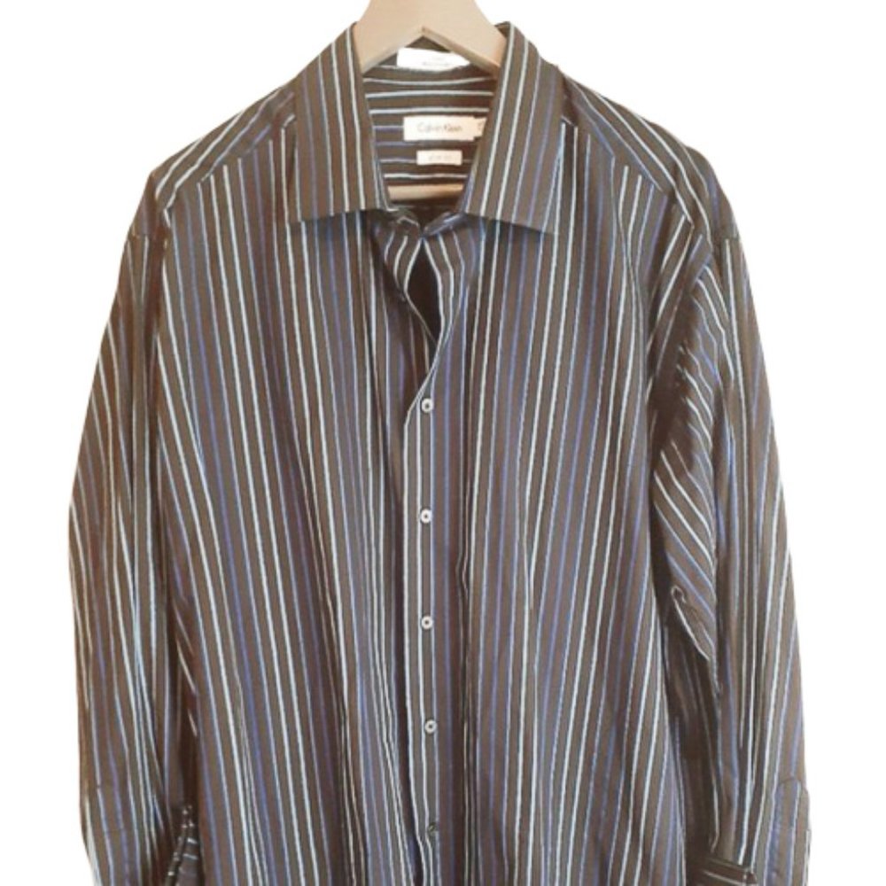 Calvin Klein Slim Fit Stripped Black Blue Shirt